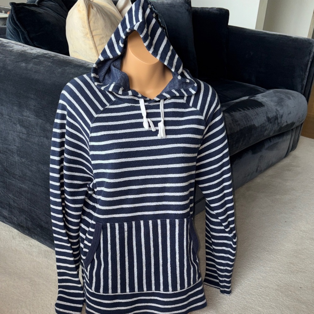 J. Crew Striped Navy and White Hooded Women's pullover